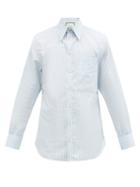 Matchesfashion.com Gucci - Gg-jacquard Striped Cotton-poplin Shirt - Mens - Light Blue