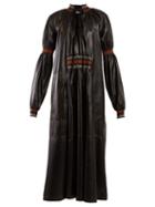 Matchesfashion.com Loewe - Smocked Leather Midi Dress - Womens - Black Multi