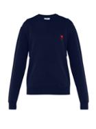 Matchesfashion.com Ami - Ami De Coeur Cotton Sweatshirt - Mens - Navy