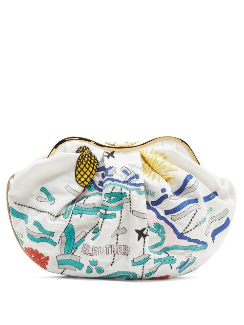 Matchesfashion.com Kilometre Paris - X Isla Fontaine Bahamas Sandolo Clutch - Womens - White Multi