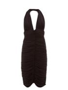 Matchesfashion.com Norma Kamali - Halterneck Ruched Stretch-jersey Dress - Womens - Black