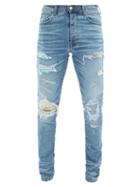 Matchesfashion.com Amiri - Floral-patch Distressed Slim-leg Jeans - Mens - Blue
