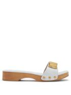 Matchesfashion.com Jacquemus - Tatanes Wooden-sole Leather Slides - Womens - Blue White