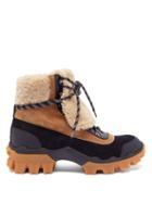 Matchesfashion.com Moncler - Harriet Leather, Suede And Shearling Hiking Boots - Womens - Black Tan