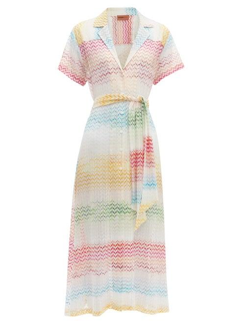 Matchesfashion.com Missoni Mare - Button Through Zigzag Shirtdress - Womens - Multi