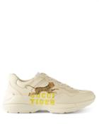 Gucci - Rhyton Gucci-tiger Print Leather Trainers - Mens - Ivory