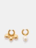 Timeless Pearly - Mismatched Faux Pearl Gold-plated Hoop Earrings - Womens - Pearl