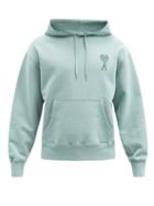 Matchesfashion.com Ami - Ami De Caur-logo Cotton-jersey Hooded Sweatshirt - Mens - Light Green