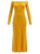 Chlo - Off-the-shoulder Ribbed Wool-blend Dress - Womens - Yellow