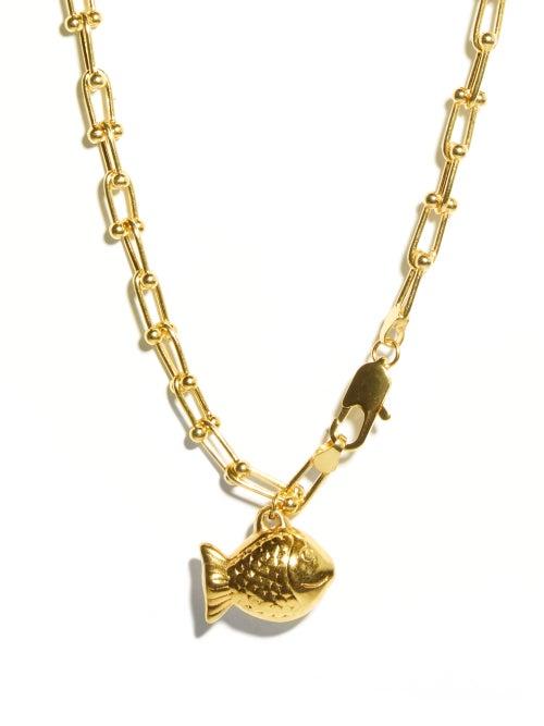 Ladies Jewellery Timeless Pearly - Fish-charm Convertible 24kt Gold-plated Necklace - Womens - Gold