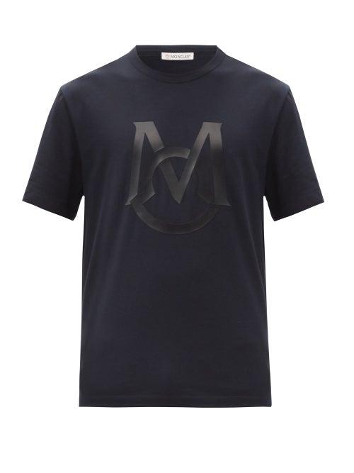 Matchesfashion.com Moncler - Logo-print Cotton-jersey T-shirt - Mens - Dark Navy