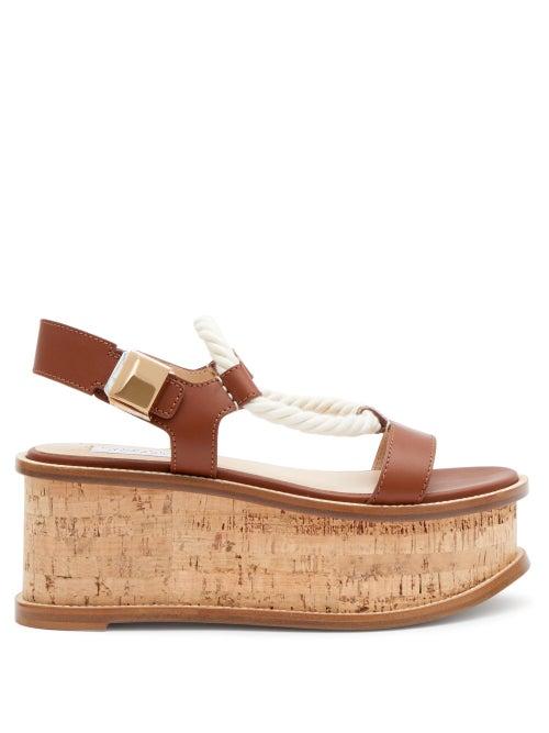 Matchesfashion.com Gabriela Hearst - Danae Cork-midsole Nappa-leather Flatform Sandals - Womens - Tan Multi