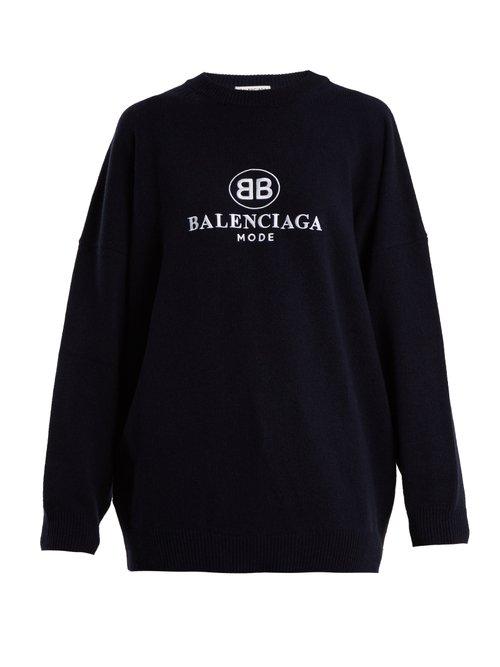 Matchesfashion.com Balenciaga - Embroidery Top - Womens - Navy