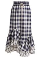 Lee Mathews Nellie Gingham And Checked Linen Skirt