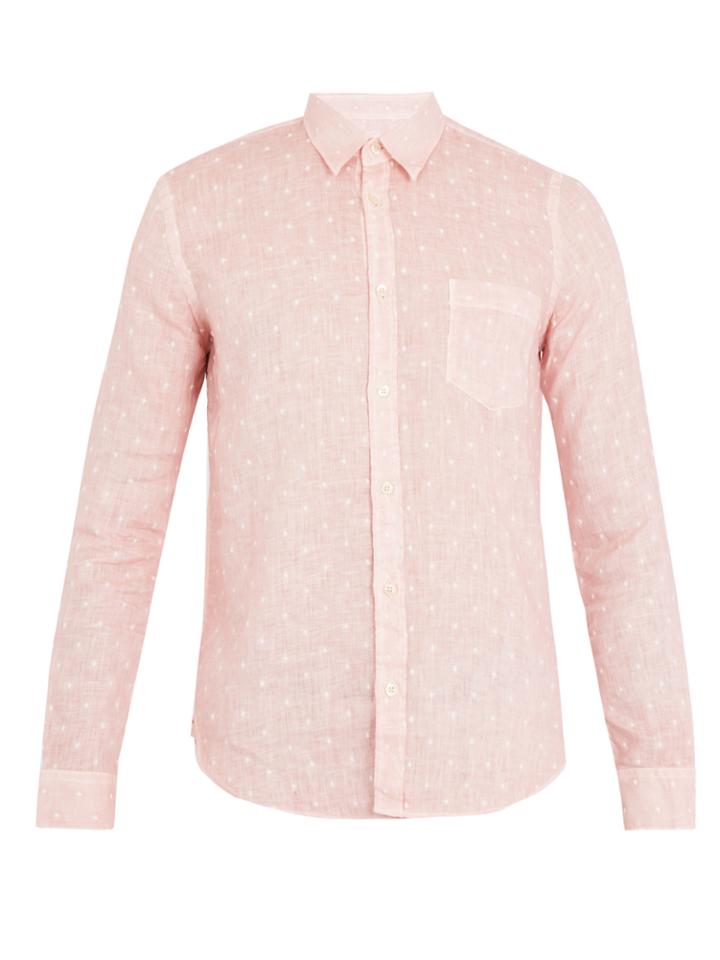 120 Lino Polka-dot Fil Coup Linen Shirt