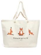 Matchesfashion.com Maison Kitsun - Yoga Fox-print Cotton-canvas Tote Bag - Mens - Beige