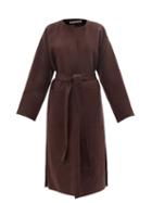 Acne Studios - Oma Collarless Belted Wool-blend Coat - Womens - Brown