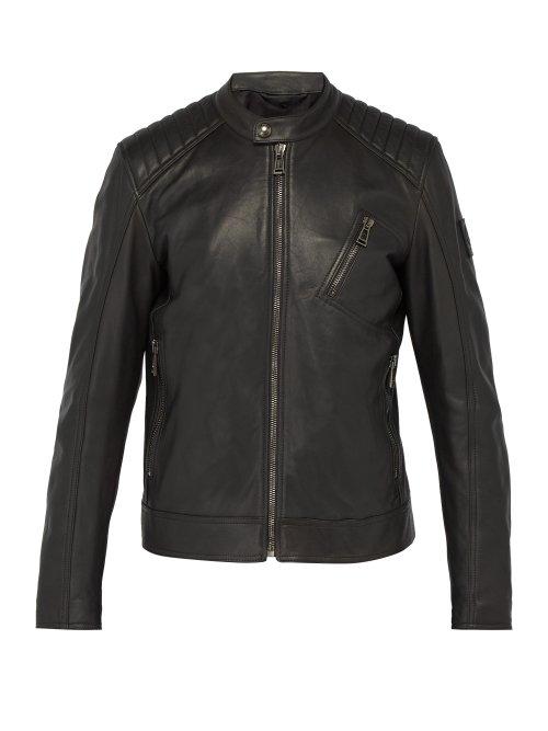Matchesfashion.com Belstaff - Racer Leather Jacket - Mens - Grey