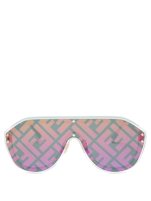 Matchesfashion.com Fendi - Ff Aviator Metal Sunglasses - Womens - Silver Multi