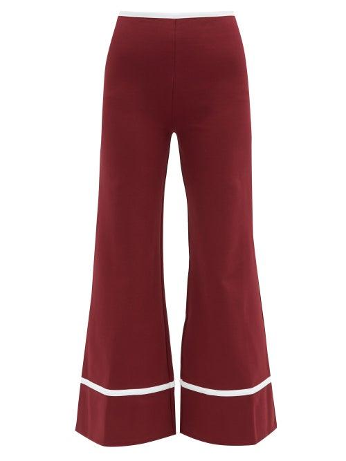 Matchesfashion.com Staud - Julian High-waist Flared Jersey Trousers - Womens - Burgundy