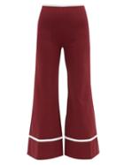 Matchesfashion.com Staud - Julian High-waist Flared Jersey Trousers - Womens - Burgundy