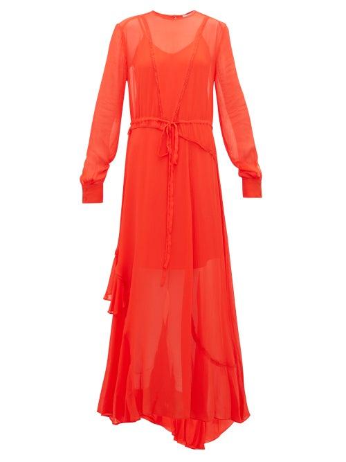 Matchesfashion.com Preen Line - Brea Lace Trimmed Georgette Maxi Dress - Womens - Red