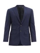 Matchesfashion.com Thom Sweeney - Single-breasted Wool-blend Seersucker Jacket - Mens - Navy