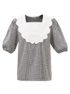 Batsheva - Bevie Bib-collar Gingham Blouse - Womens - Black White