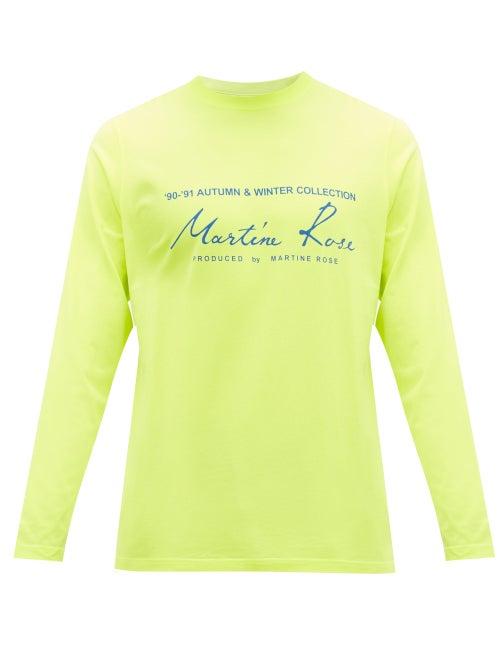 Matchesfashion.com Martine Rose - Logo Print Cotton Jersey T Shirt - Mens - Yellow