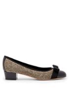 Matchesfashion.com Salvatore Ferragamo - Vara Quilted Lam And Leather Pumps - Womens - Black Gold