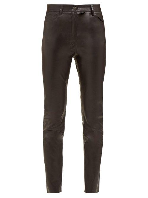 Matchesfashion.com The Row - Kate Stretch Leather High Waist Skinny Trousers - Womens - Black