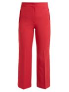 Matchesfashion.com Fendi - High Rise Stretch Wool Blend Trousers - Womens - Red