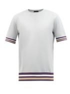 Giorgio Armani - Stripe-edge Cotton-jersey T-shirt - Mens - Grey Multi