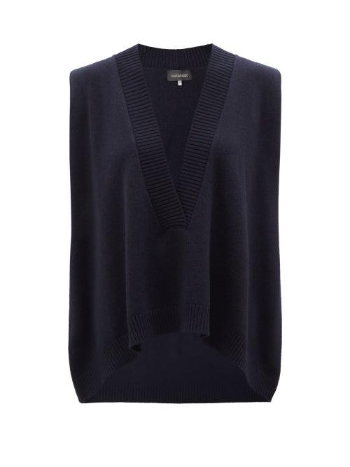 Eskandar - V-neck Sleeveless Cashmere Sweater - Womens - Navy