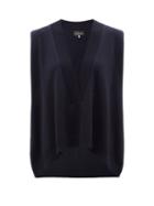 Eskandar - V-neck Sleeveless Cashmere Sweater - Womens - Navy