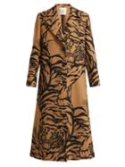 Matchesfashion.com Valentino - Tiger Print Wool Blend Trench Coat - Womens - Beige Print