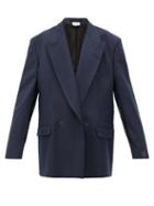 Matchesfashion.com Vetements - Slit Sleeve Oversized Checked Blazer - Womens - Navy