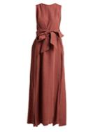 Masscob Round-neck Waist-tie Linen Dress