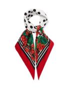 Matchesfashion.com Dolce & Gabbana - Geranium And Polka Dot Print Silk Scarf - Womens - Red