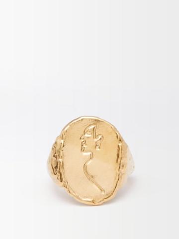 Anita Berisha - Femme 14kt Gold-plated Signet Ring - Womens - Yellow Gold