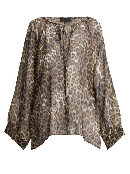 Matchesfashion.com Nili Lotan - Acadia Balloon Sleeve Chiffon Blouse - Womens - Leopard
