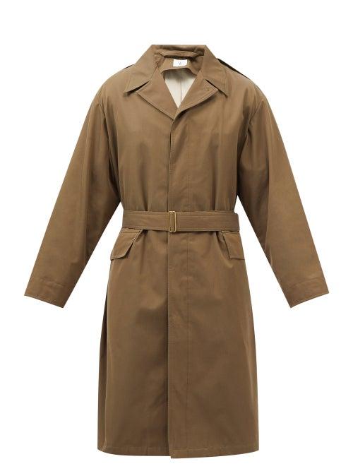 L.e.j - Belted Cotton-gabardine Overcoat - Mens - Khaki