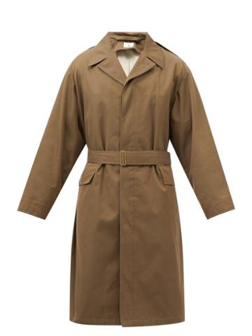 L.e.j - Belted Cotton-gabardine Overcoat - Mens - Khaki