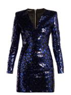 Matchesfashion.com Balmain - Leopard Sequined Mini Dress - Womens - Black Blue