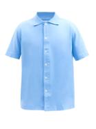 Matchesfashion.com Lady White Co. - Buttoned Cotton-jersey Polo Shirt - Mens - Light Blue