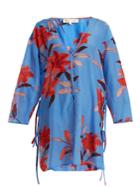 Diane Von Furstenberg V-neck Floral-print Cotton-blend Dress