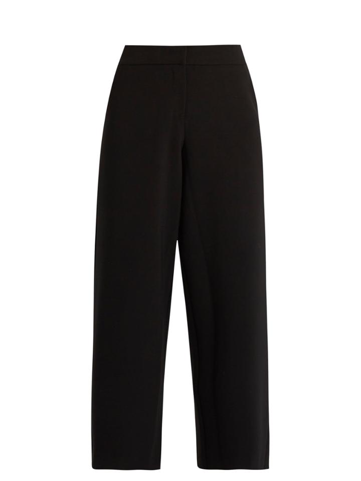 Saloni Caroline Wide-leg Stretch-crepe Cropped Trousers