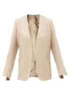 Totme - Jumbo Collarless Wool-blend Twill Jacket - Womens - Beige