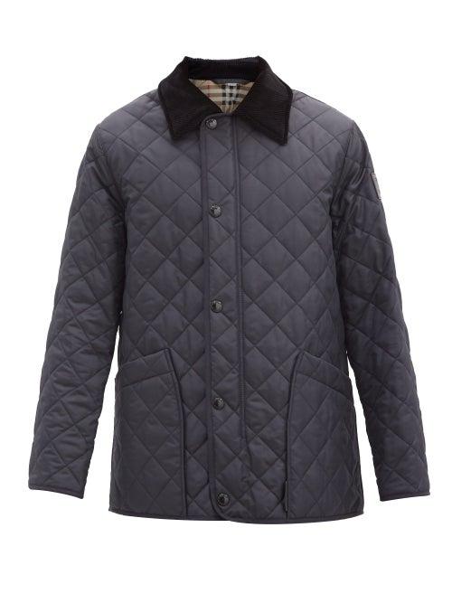 Matchesfashion.com Burberry - Cotswold Heritage Check-lined Quilted Jacket - Mens - Blue