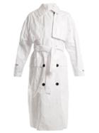 Matchesfashion.com Msgm - Tyvek Tie Waist Trench Coat - Womens - White